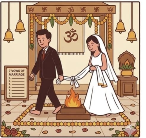 Saat Phere — 7 vows of Arya Samaj Marriage with sacred fire (Agni) at Delhi mandir